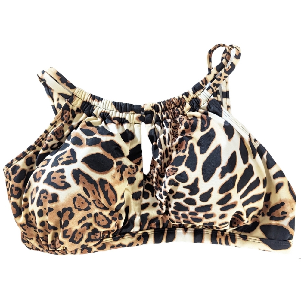 Venus Animal Print Bikini Top 20W Cutout Strappy Lined Adjustable Straps Swim 2X